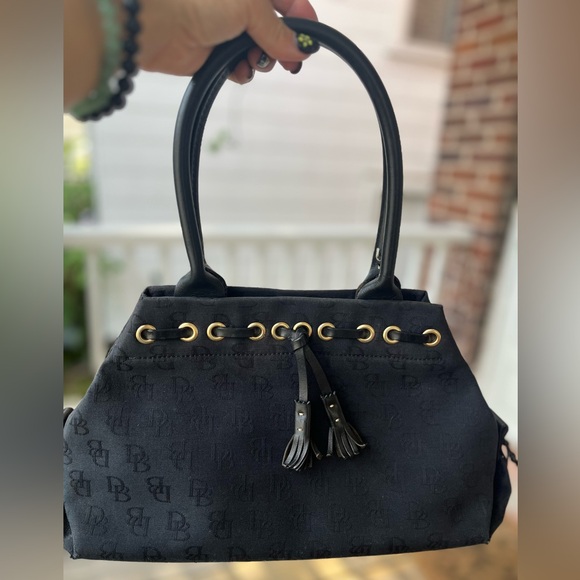 Vintage 1990’s Dooney and Bourke Signature Monogram Canvas & Leather Satchel - Picture 3 of 15